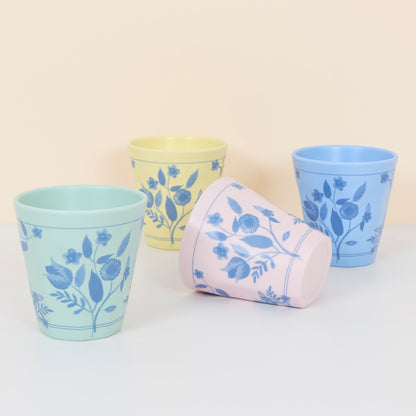 Vintage Botanical Reusable Cups, Set of 4