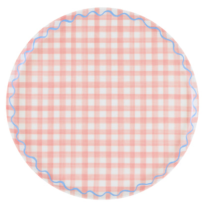 Gingham Reusable Large Plates, Set of 6