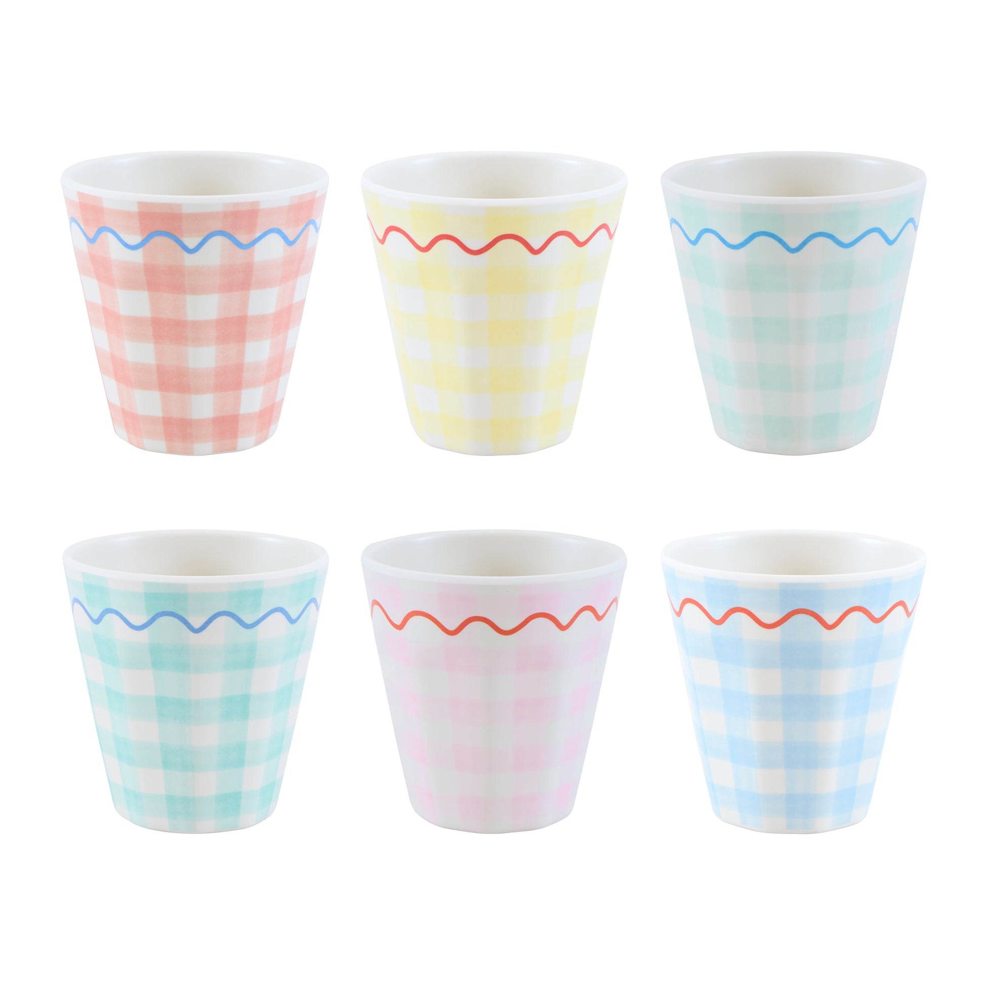 Gingham Reusable Cups, Set of 6