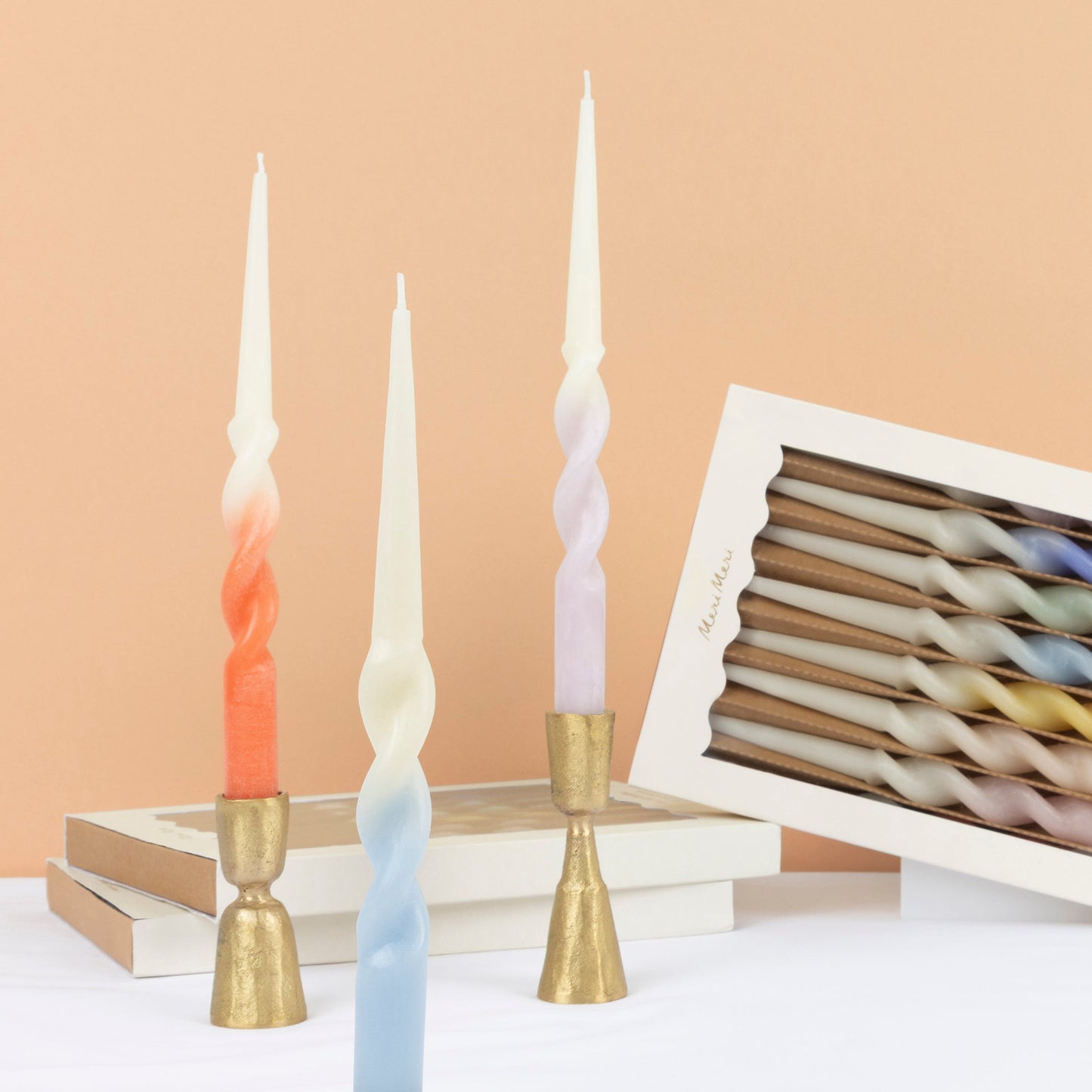 Rainbow Twisted Table Candles, Set of 8