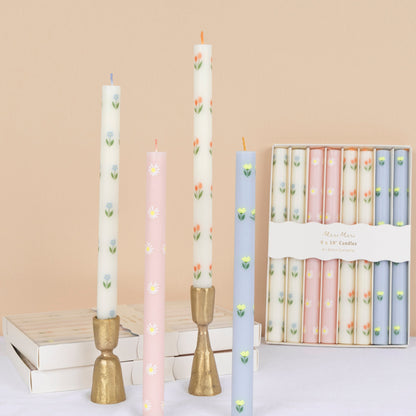 Floral Table Candles, Set of 8