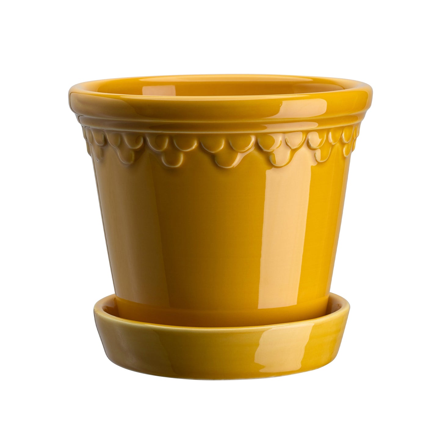 Kobenhavner Glazed Amber Yellow 16cm Pot with Saucer