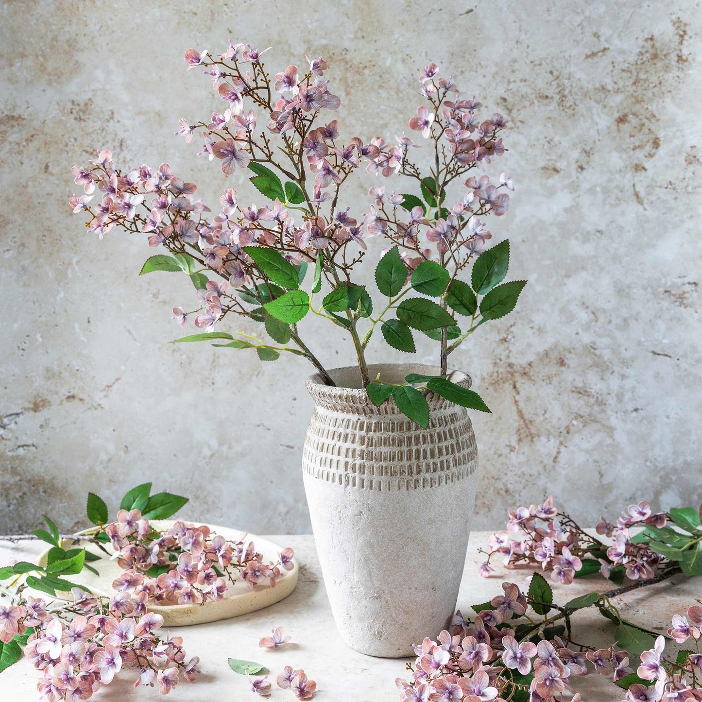 Artificial Blush Japanese Cherry Stem