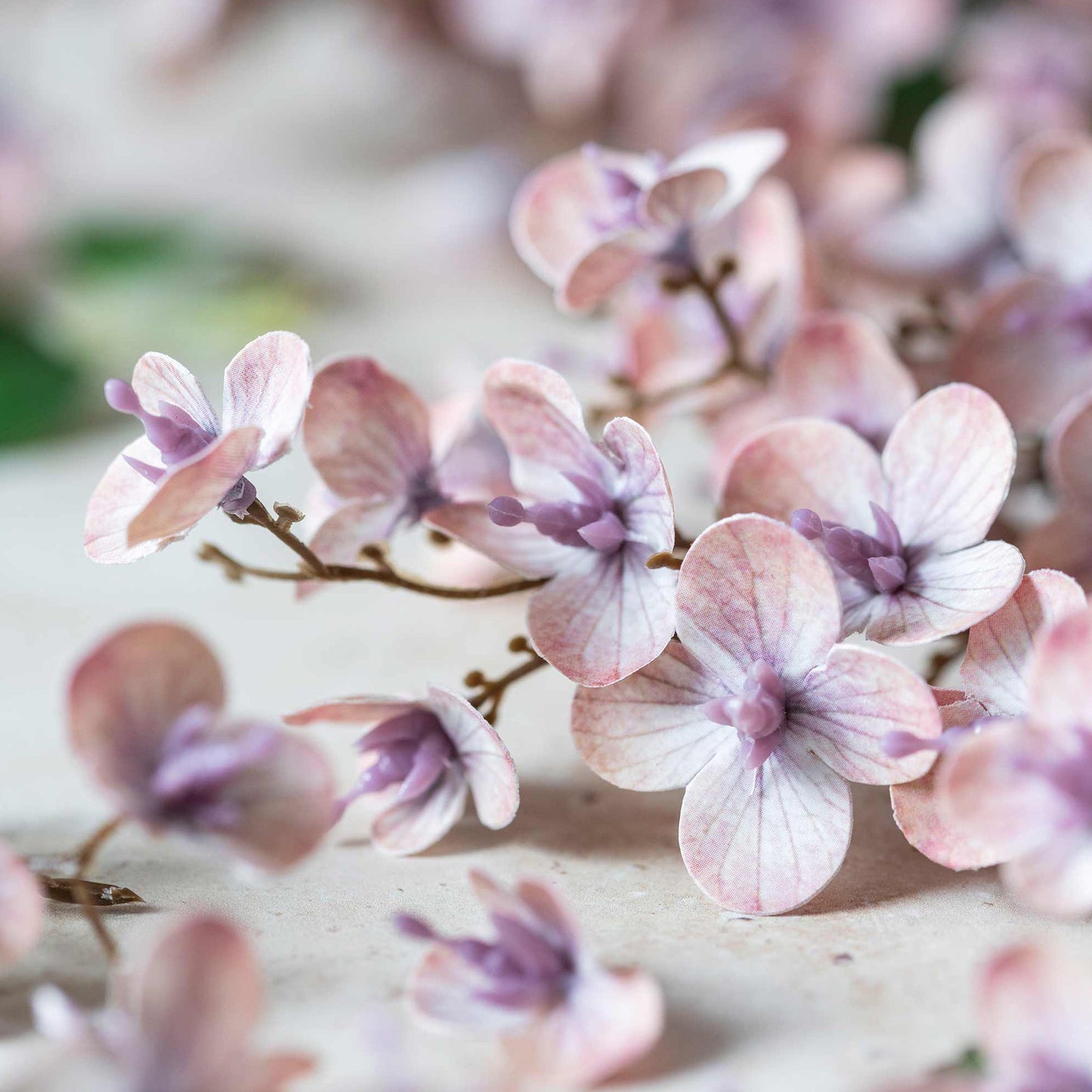 Artificial Blush Japanese Cherry Stem