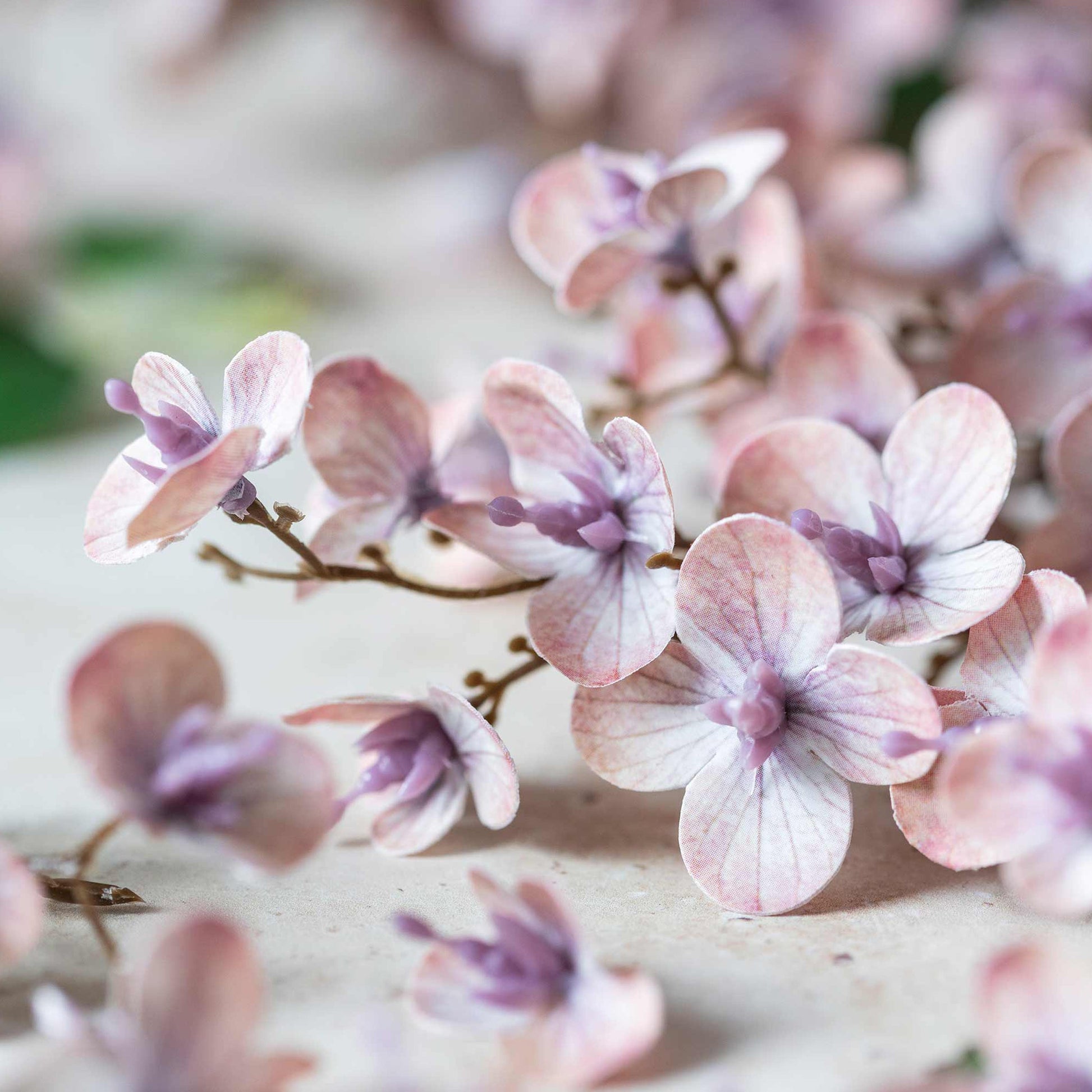 Artificial Blush Japanese Cherry Stem