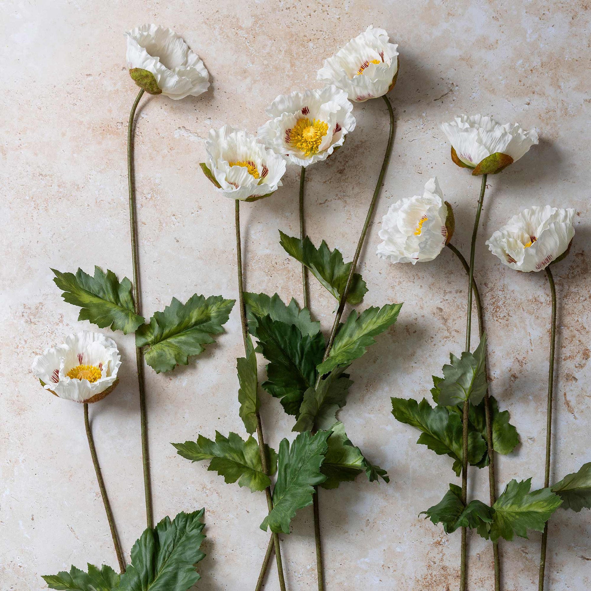 Artificial White Poppy Stem