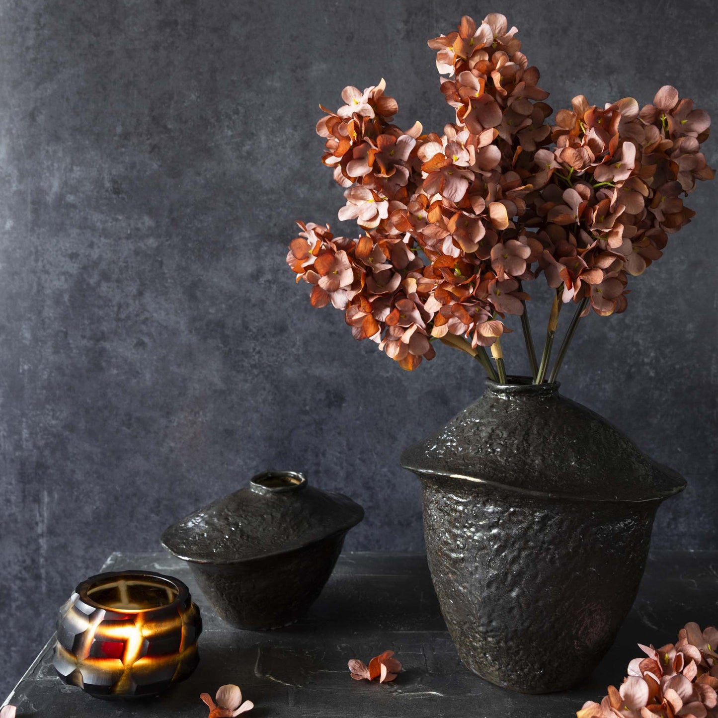 Artificial Antique Pink Cone Hydrangea Stem