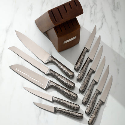 Nero Hammered Titanium 12-Piece Cutlery Block Set