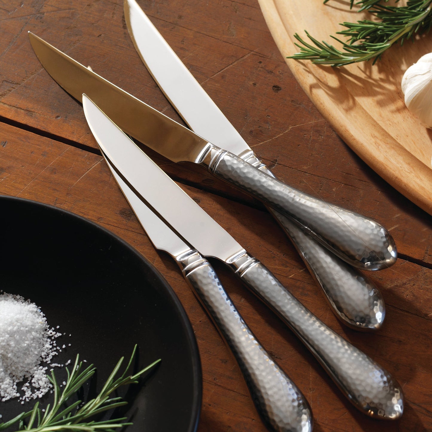 Hammered Antique Steak Knives, Set of 4