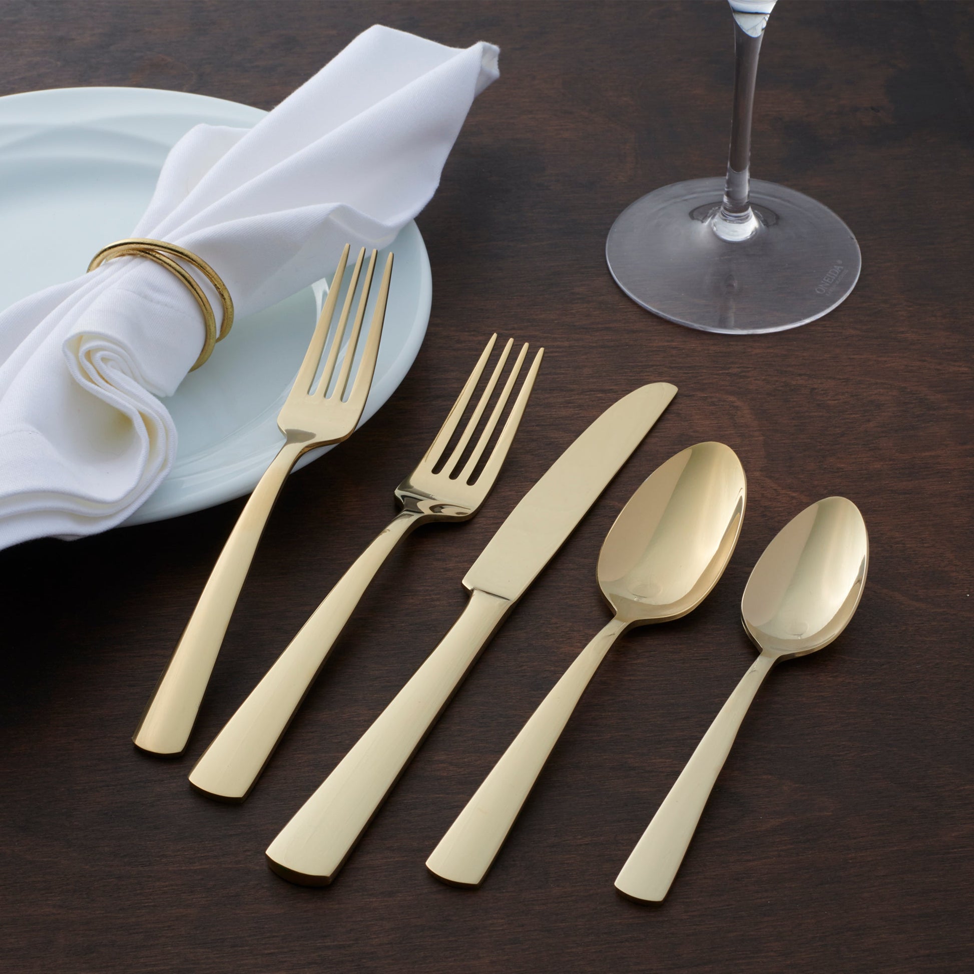 Aptitude Champagne Satin 20-Piece Flatware Set