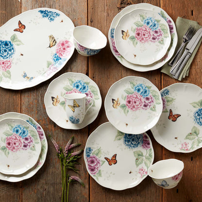 Butterfly Meadow Hydrangea 12-Piece Dinnerware Set