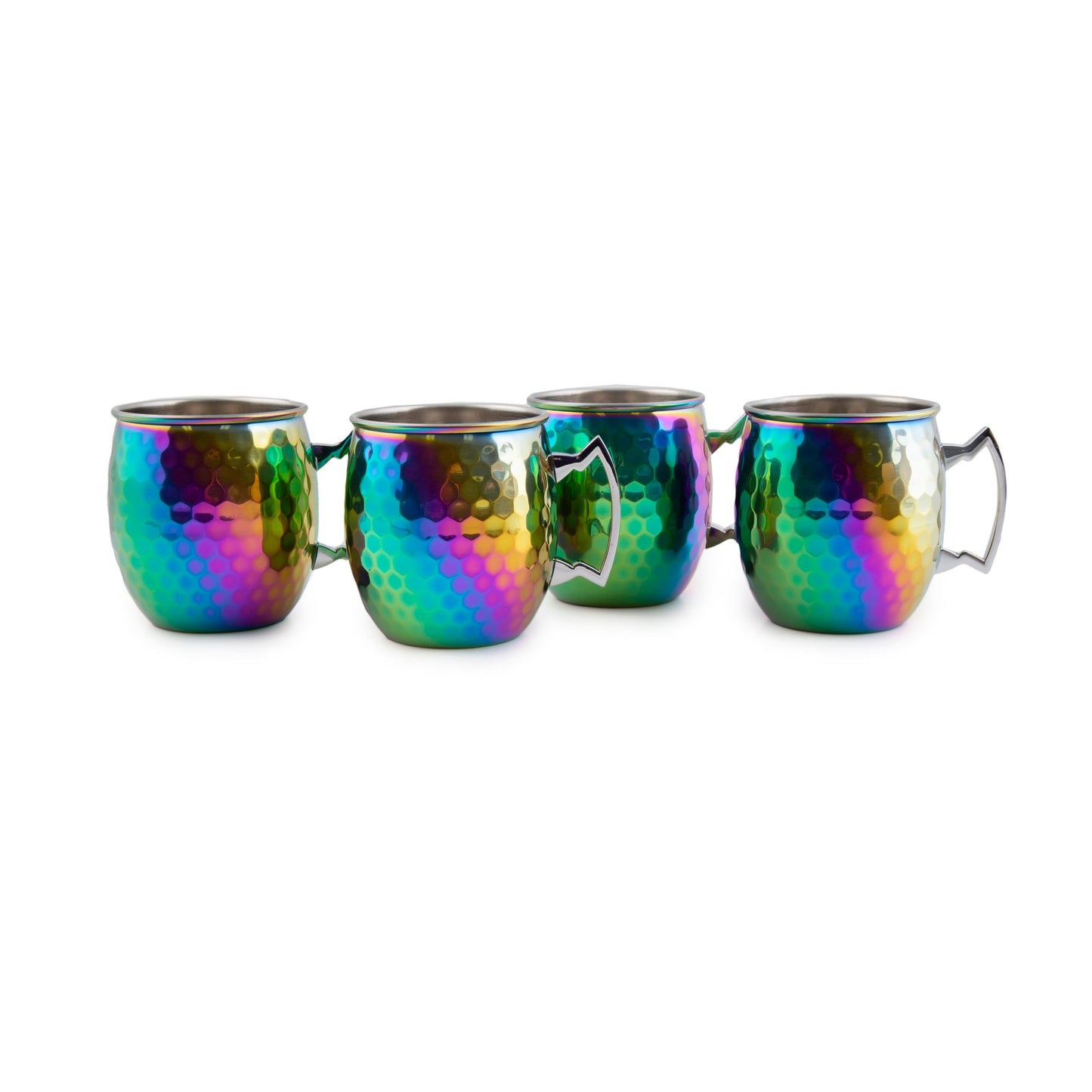 Hammered Rainbow Moscow Mule Mugs, Set of 4