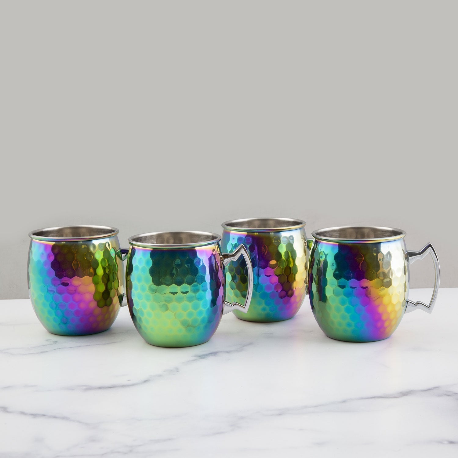 Hammered Rainbow Moscow Mule Mugs, Set of 4