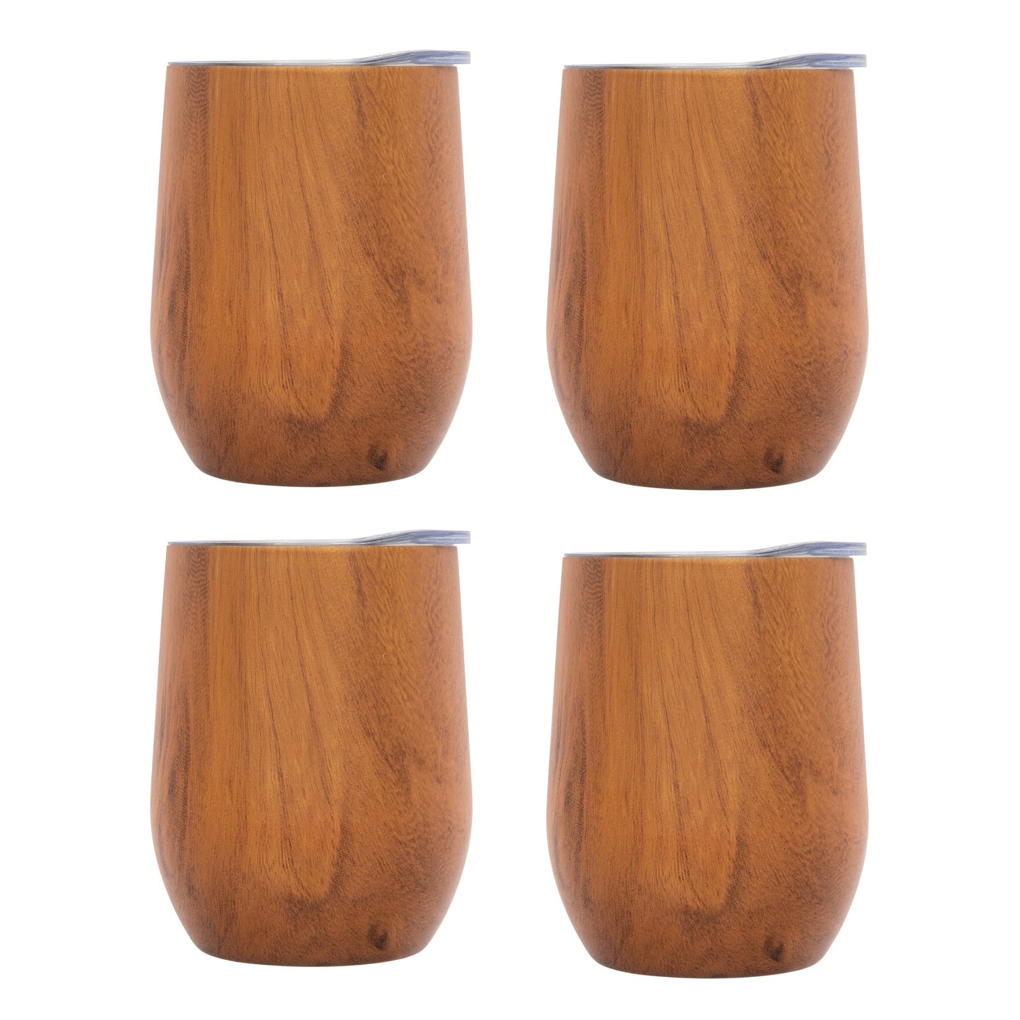 Insulated Woodgrain Wine Tumblers, Set of 4