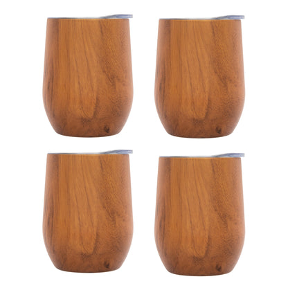 Insulated Woodgrain Wine Tumblers, Set of 4