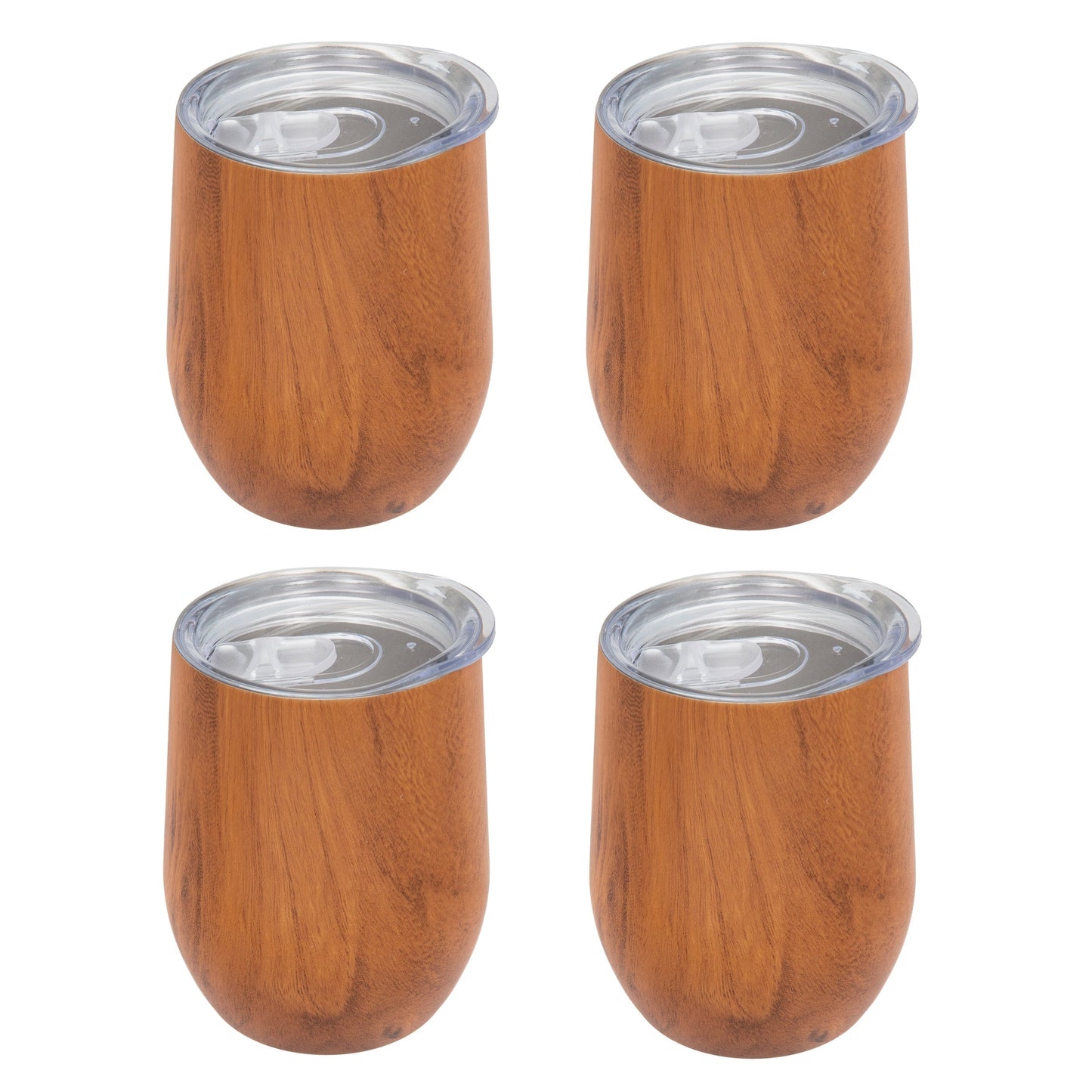 Insulated Woodgrain Wine Tumblers, Set of 4