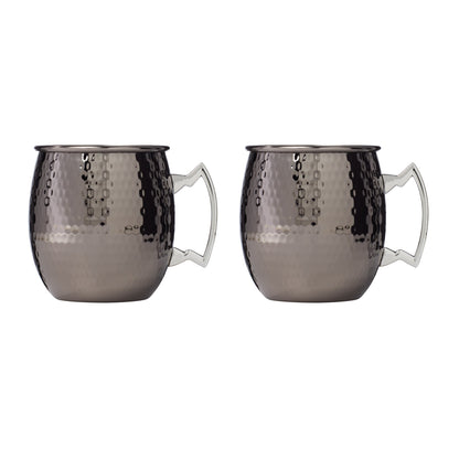Hammered Black Moscow Mule Mugs, Set of 2