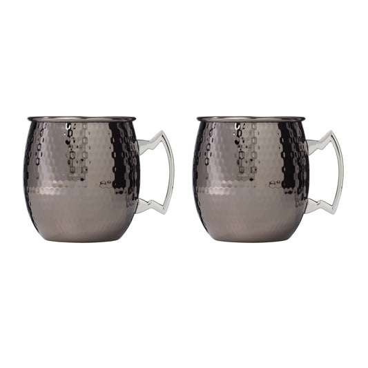 Hammered Black Moscow Mule Mugs, Set of 2