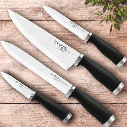 Epicure Black 4-Piece Soft-Grip Cutlery Set