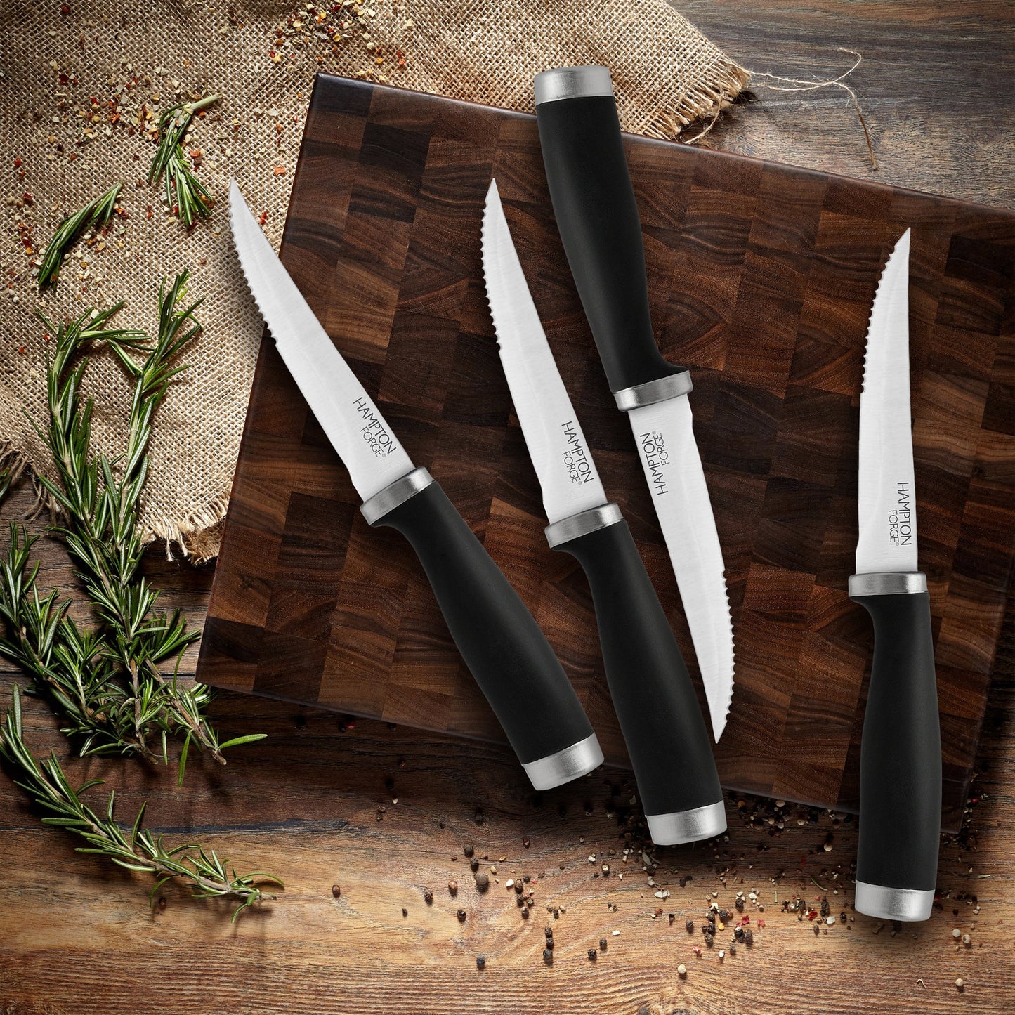 Epicure Black Steak Knives, Set of 4