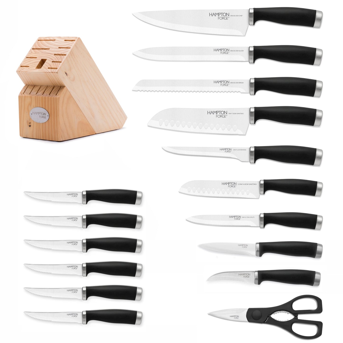 Epicure Black 17-Piece Cutlery Block Set