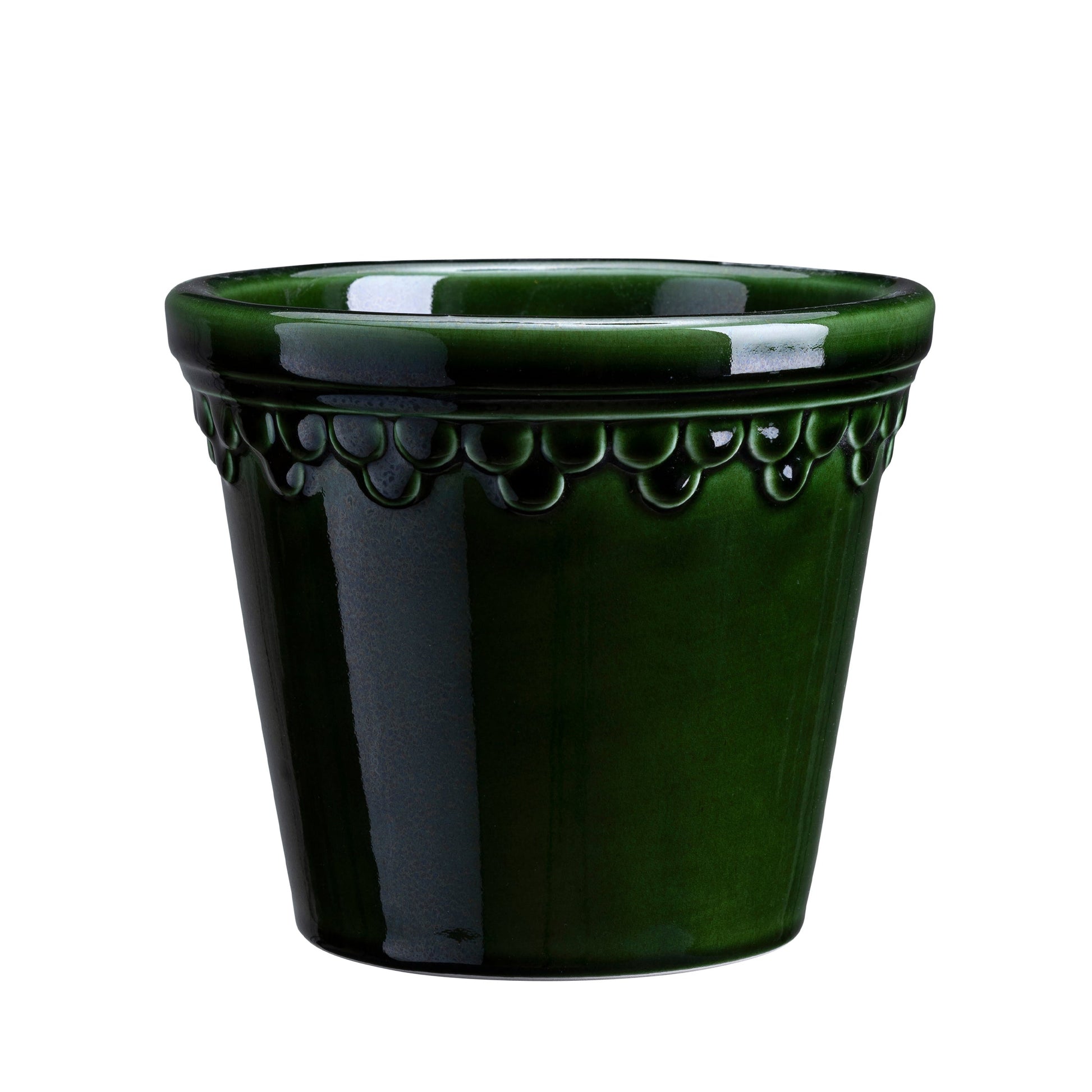 Kobenhavner Glazed Emerald Green 16cm Pot with Saucer