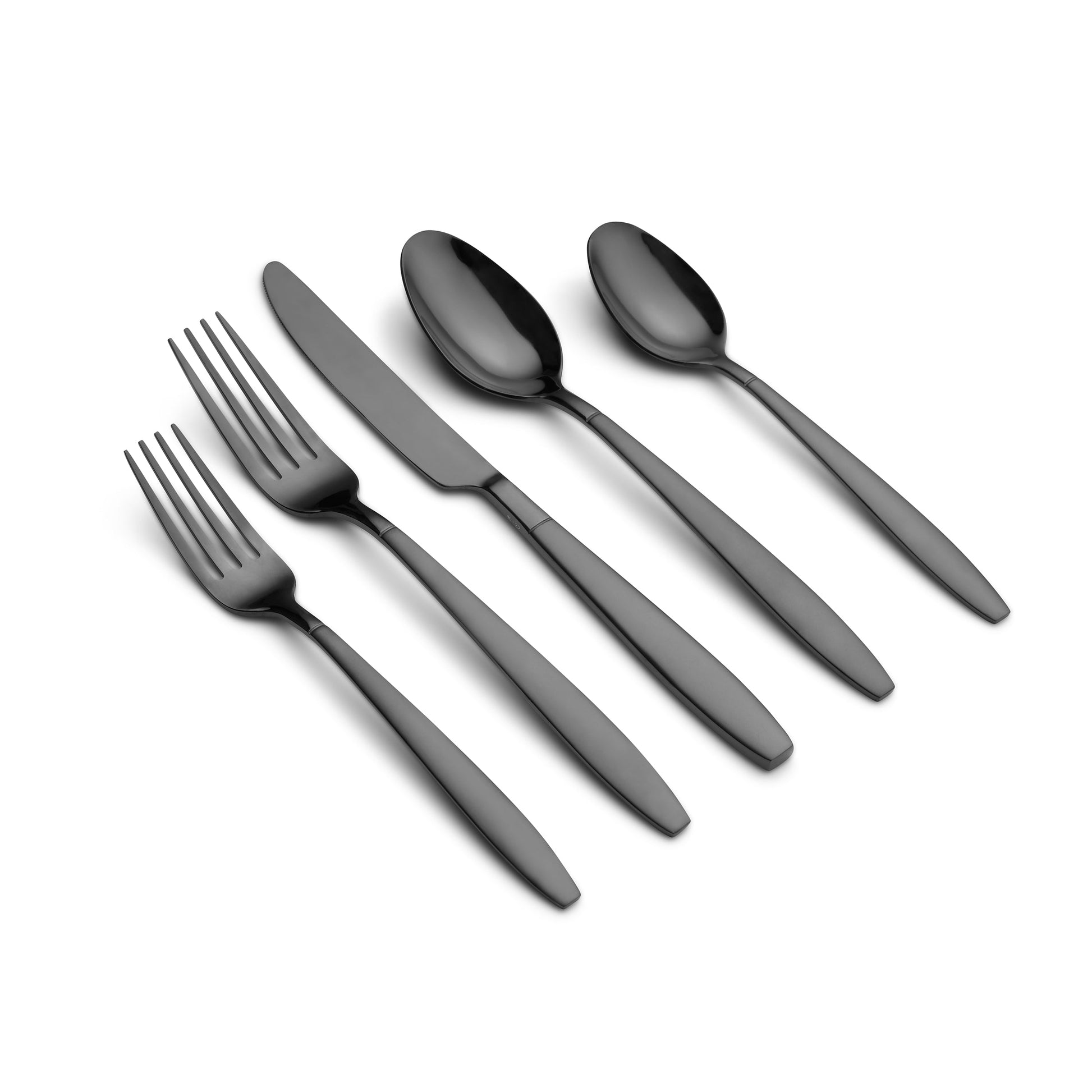 Mathison Black Sand Mirror 45-Piece Flatware Set