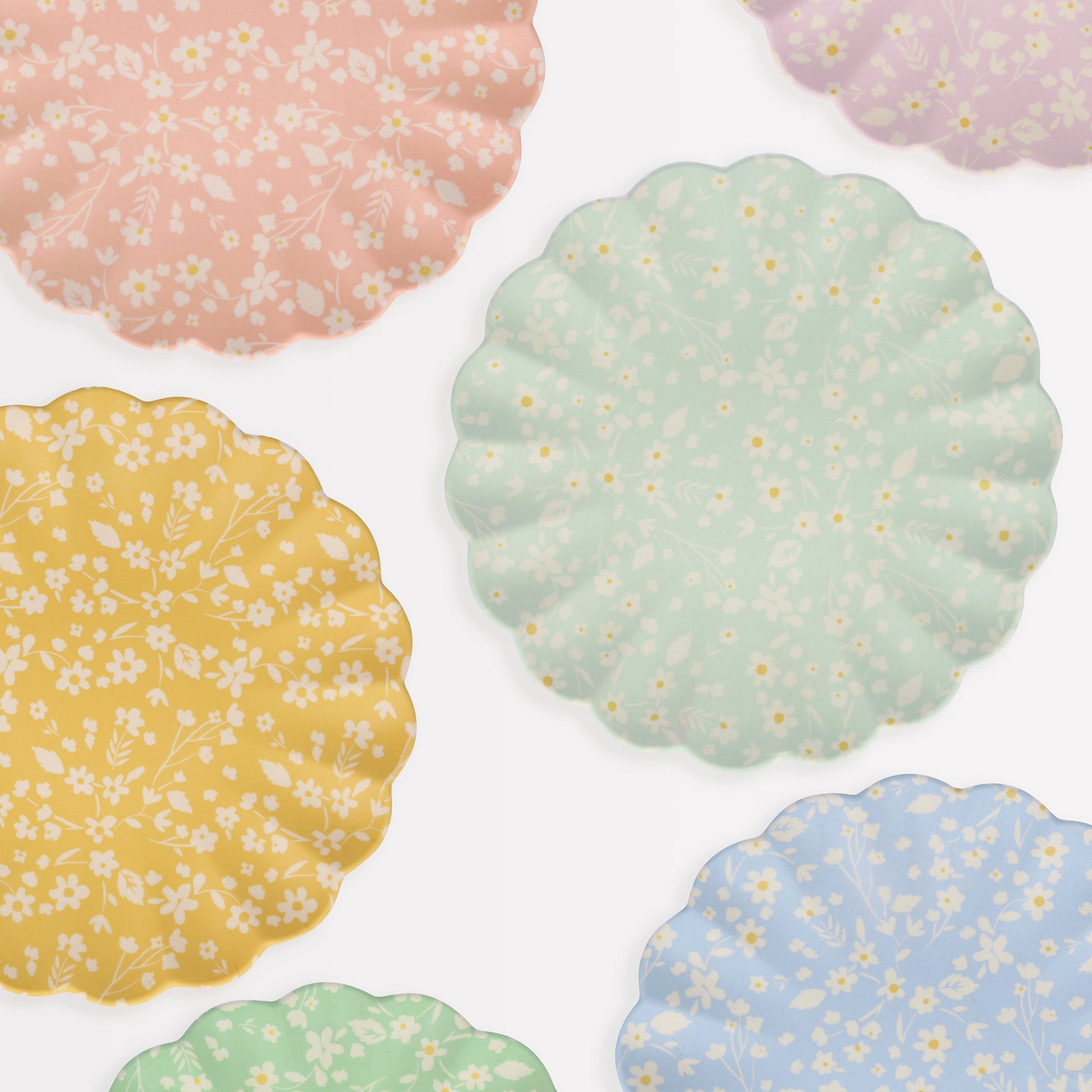 Floral Assorted Bamboo Large Plates, Set of 6