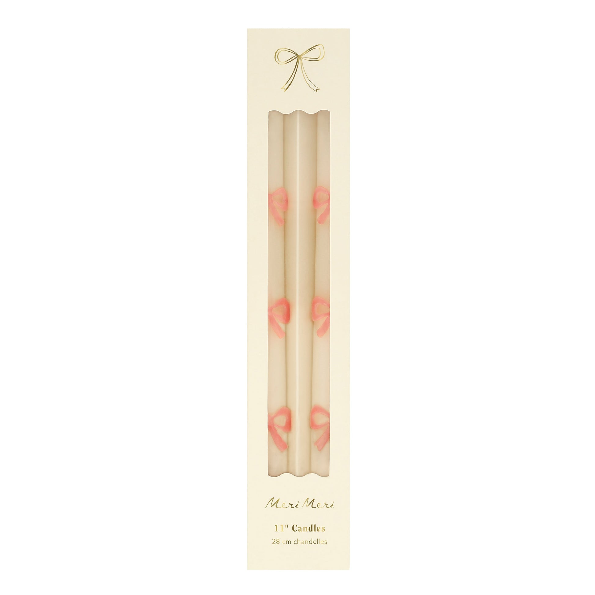 Pink Bow Taper Candles, Set of 2