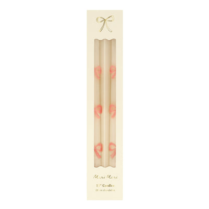 Pink Bow Taper Candles, Set of 2