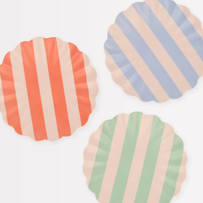 Stripey Assorted Bamboo Small Plates, Set of 6