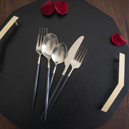 Gaze Black Champagne Satin 20-Piece Flatware Set