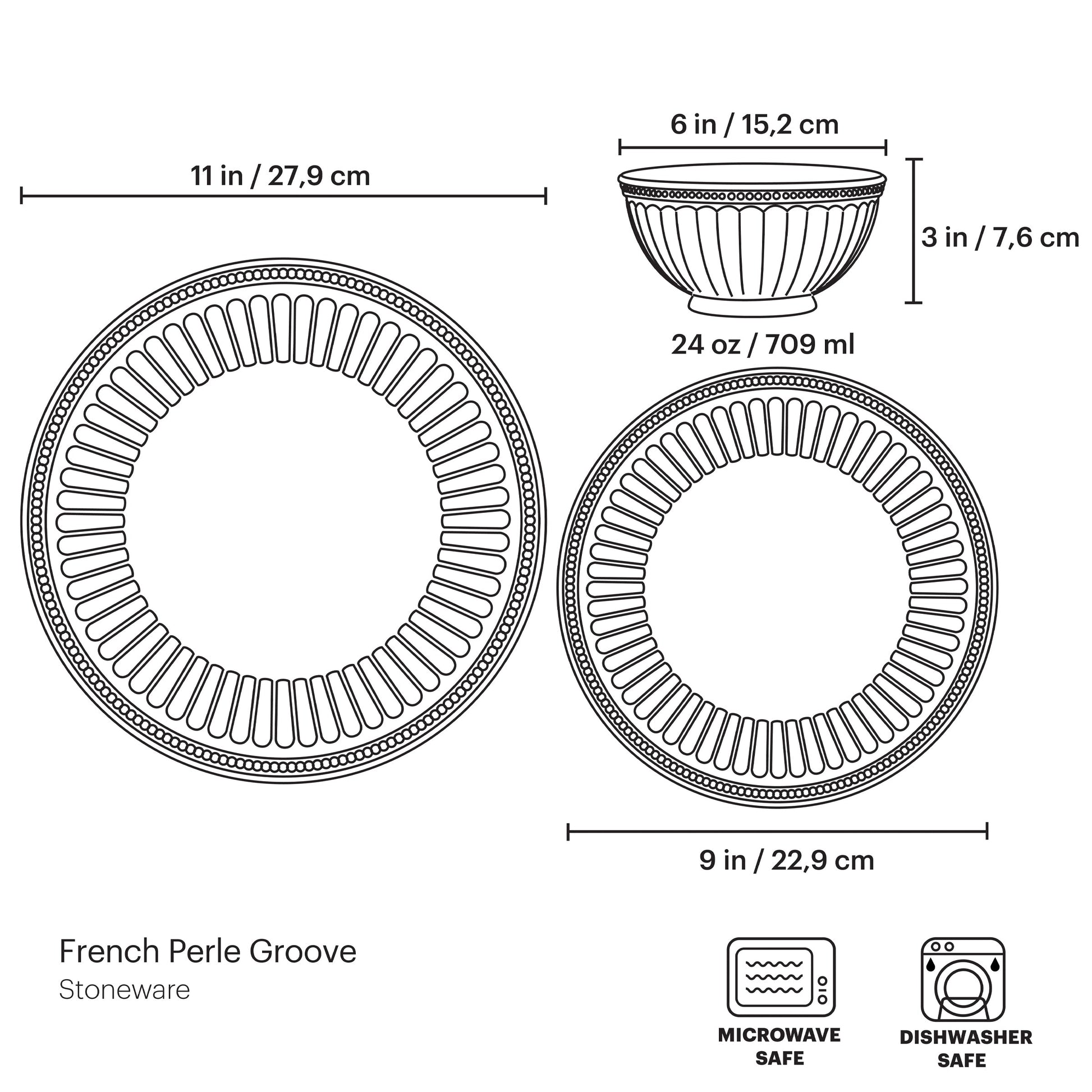 French Perle Groove Ice Blue 12-Piece Place Setting