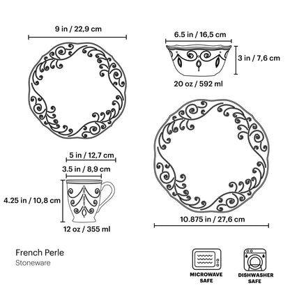French Perle Ice Blue 4-Piece Place Setting