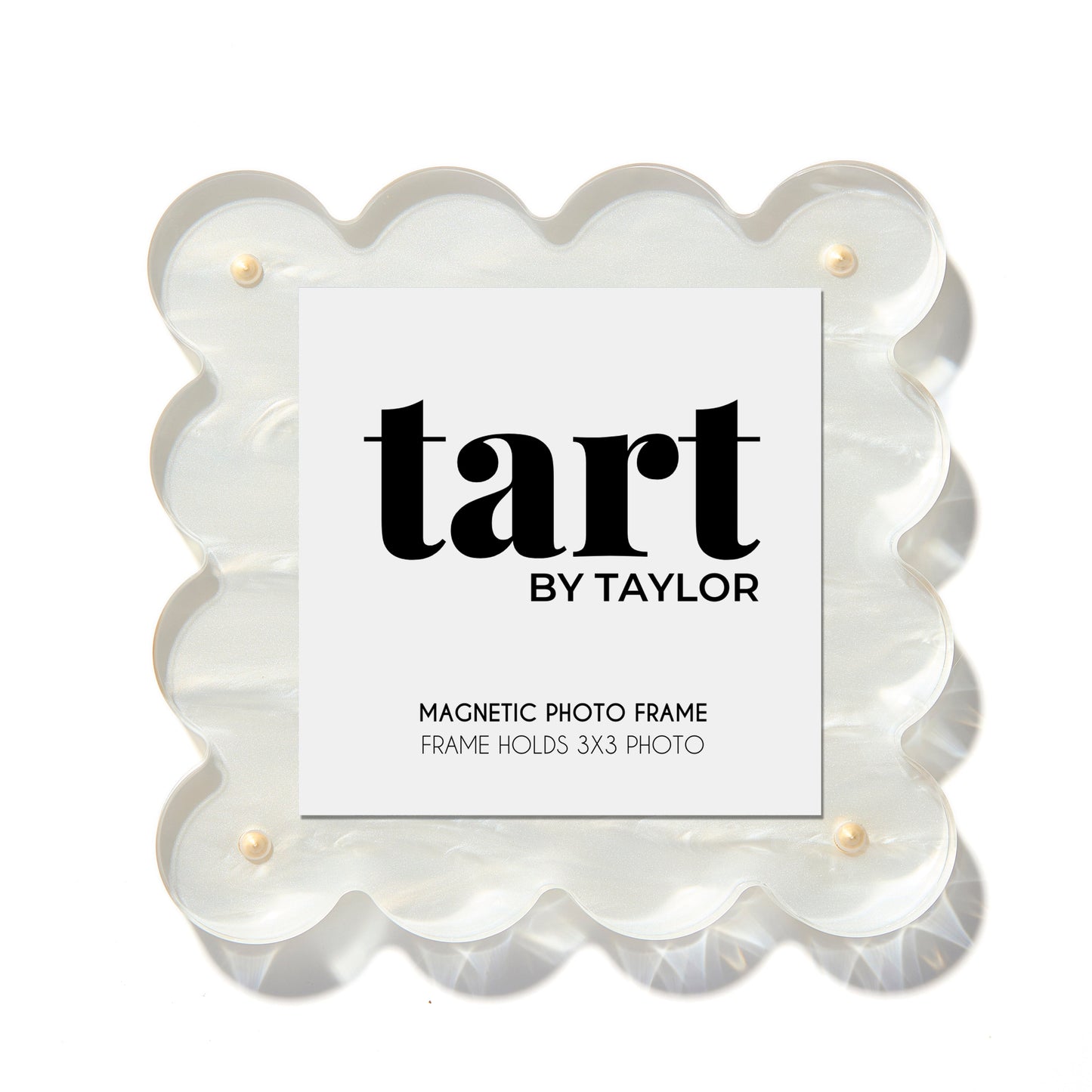 Mini Pearl White Scalloped Acrylic Photo Frame