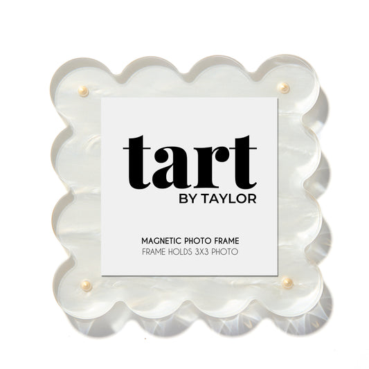 Mini Pearl White Scalloped Acrylic Photo Frame