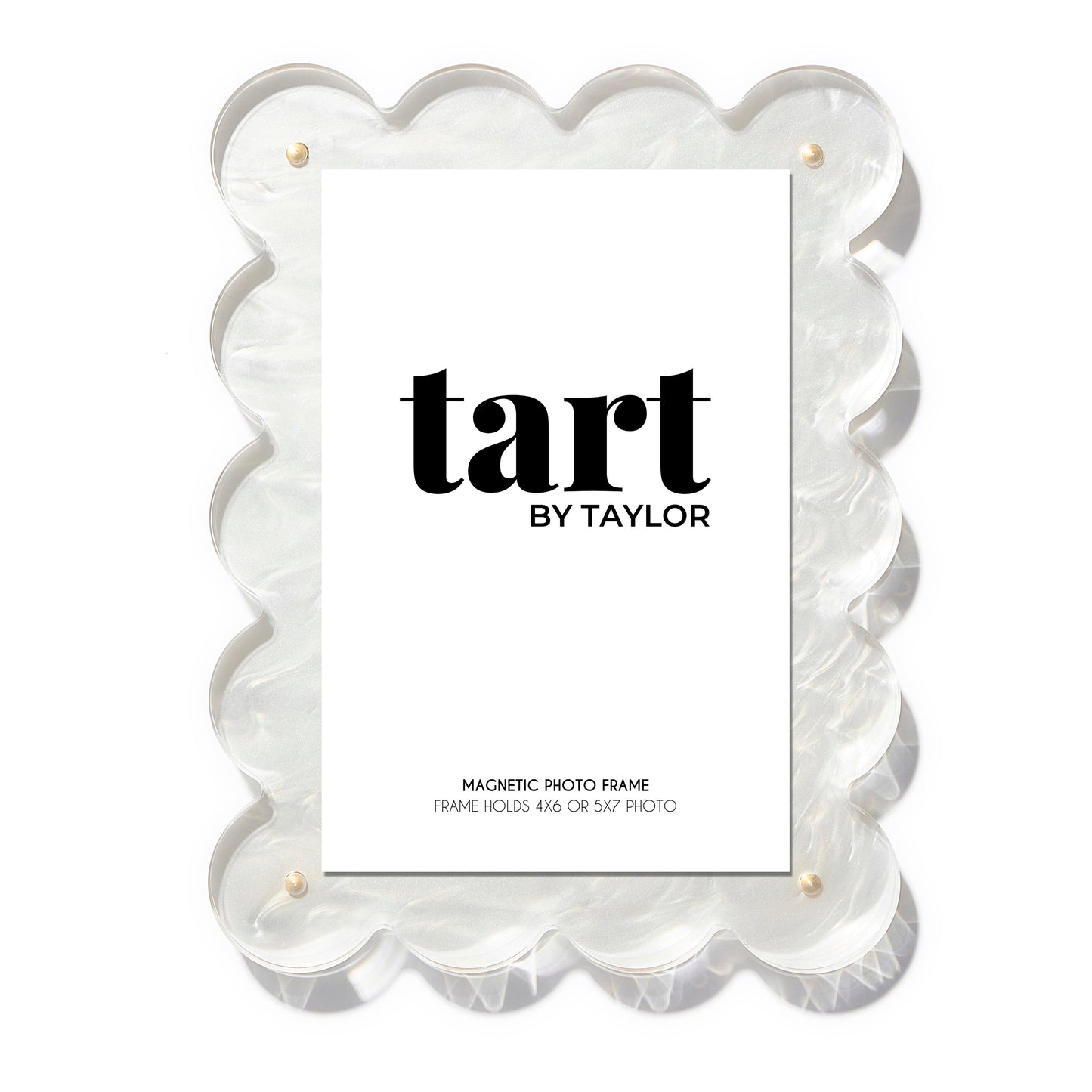 Pearl White Scalloped Acrylic Photo Frame
