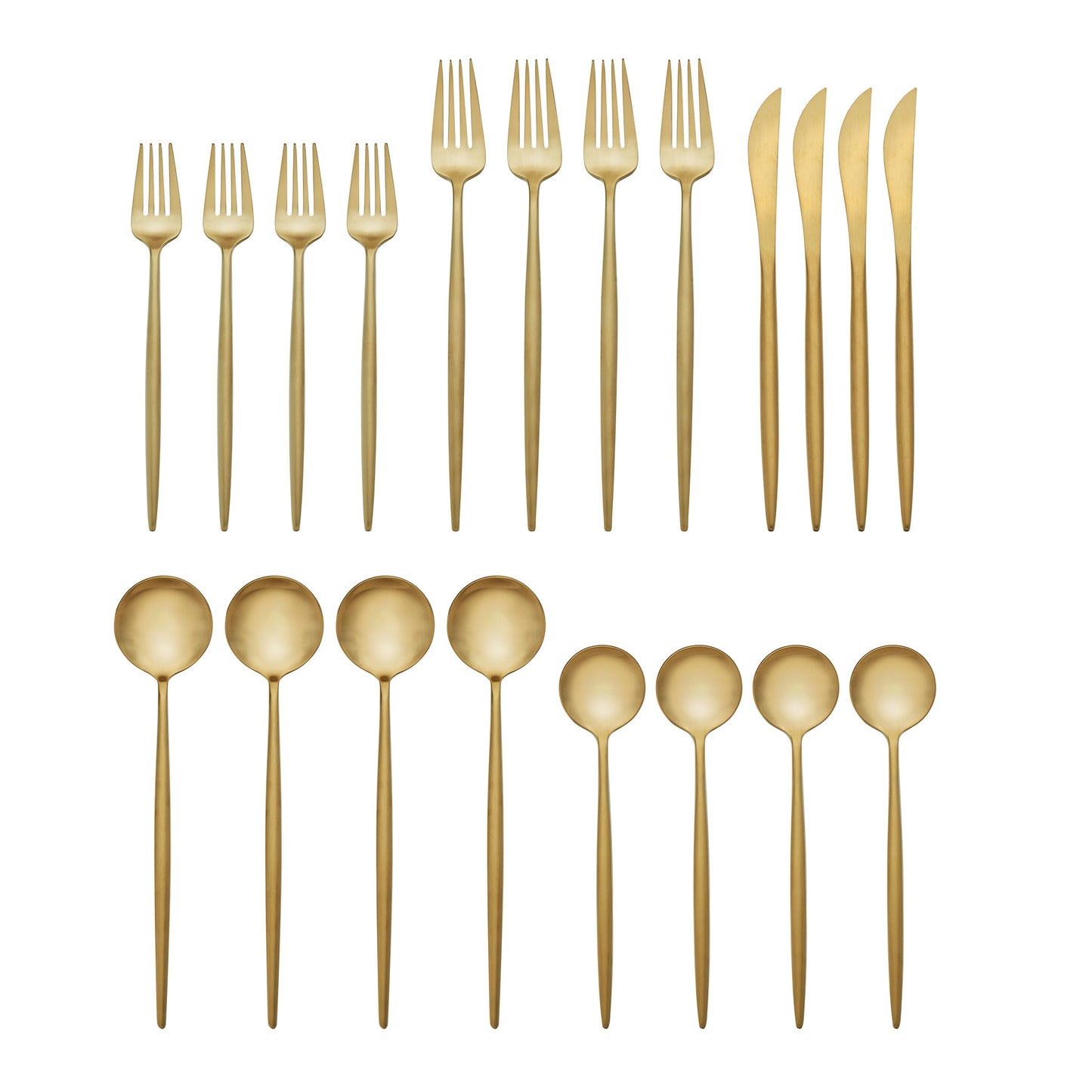 Zephyr Gold Satin 20-Piece Flatware Set