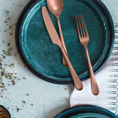 Mirabella Copper Titanium Satin 20-Piece Flatware Set