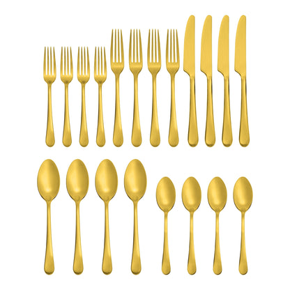Mirabella Gold Titanium Satin 20-Piece Flatware Set