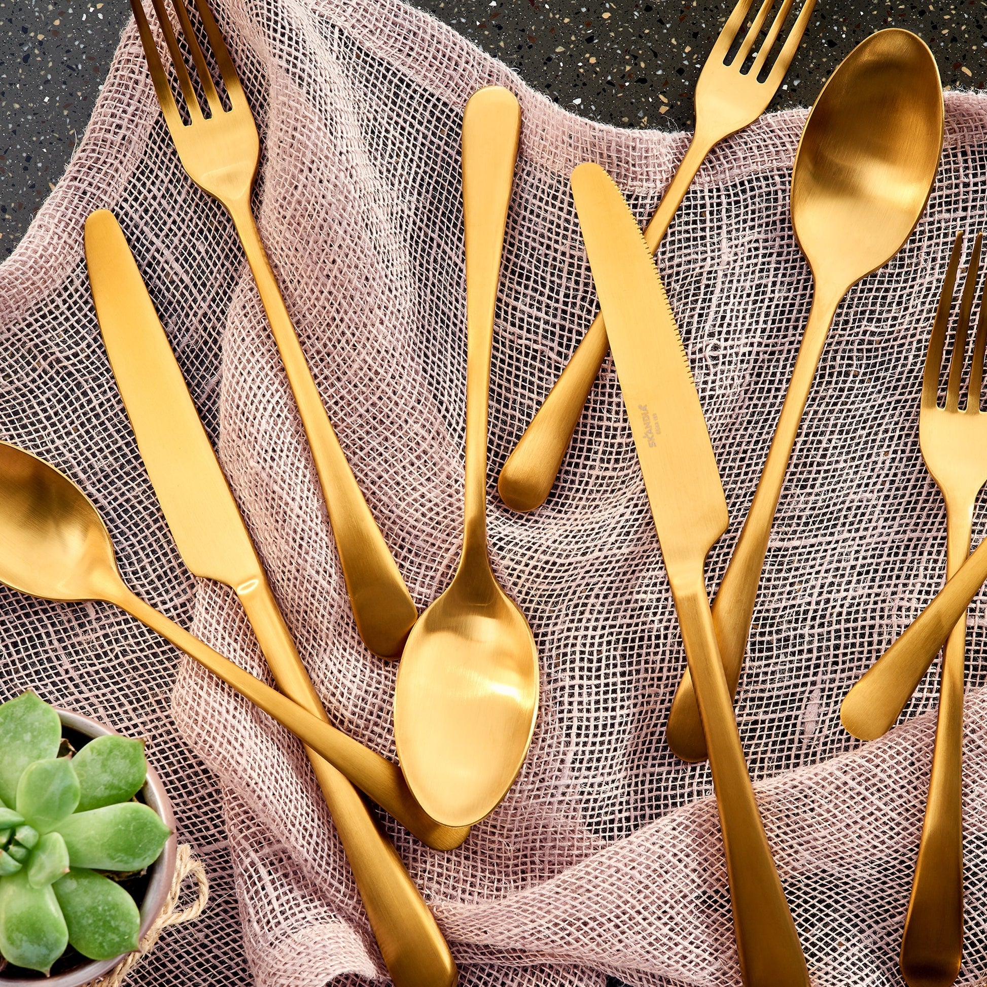 Mirabella Gold Titanium Satin 20-Piece Flatware Set