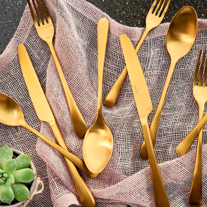 Mirabella Gold Titanium Satin 20-Piece Flatware Set