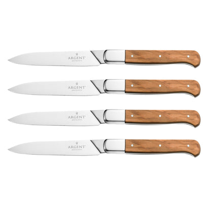 Argent Lynden Olive Wood Steak Knives, Set of 4