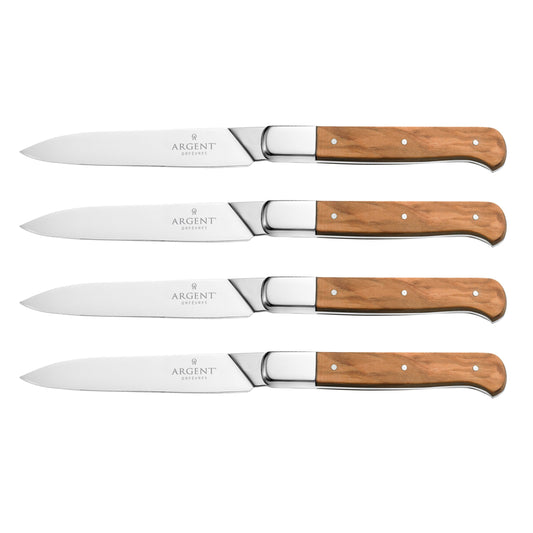 Argent Lynden Olive Wood Steak Knives, Set of 4