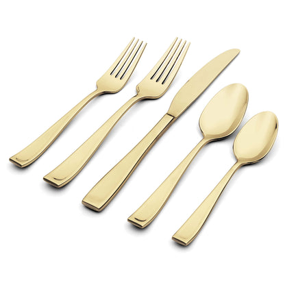 Moda Champagne Satin 20- Piece Flatware Set