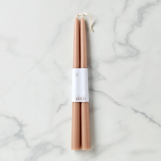 Dipped Greige 12" Taper Candle, Set of 2