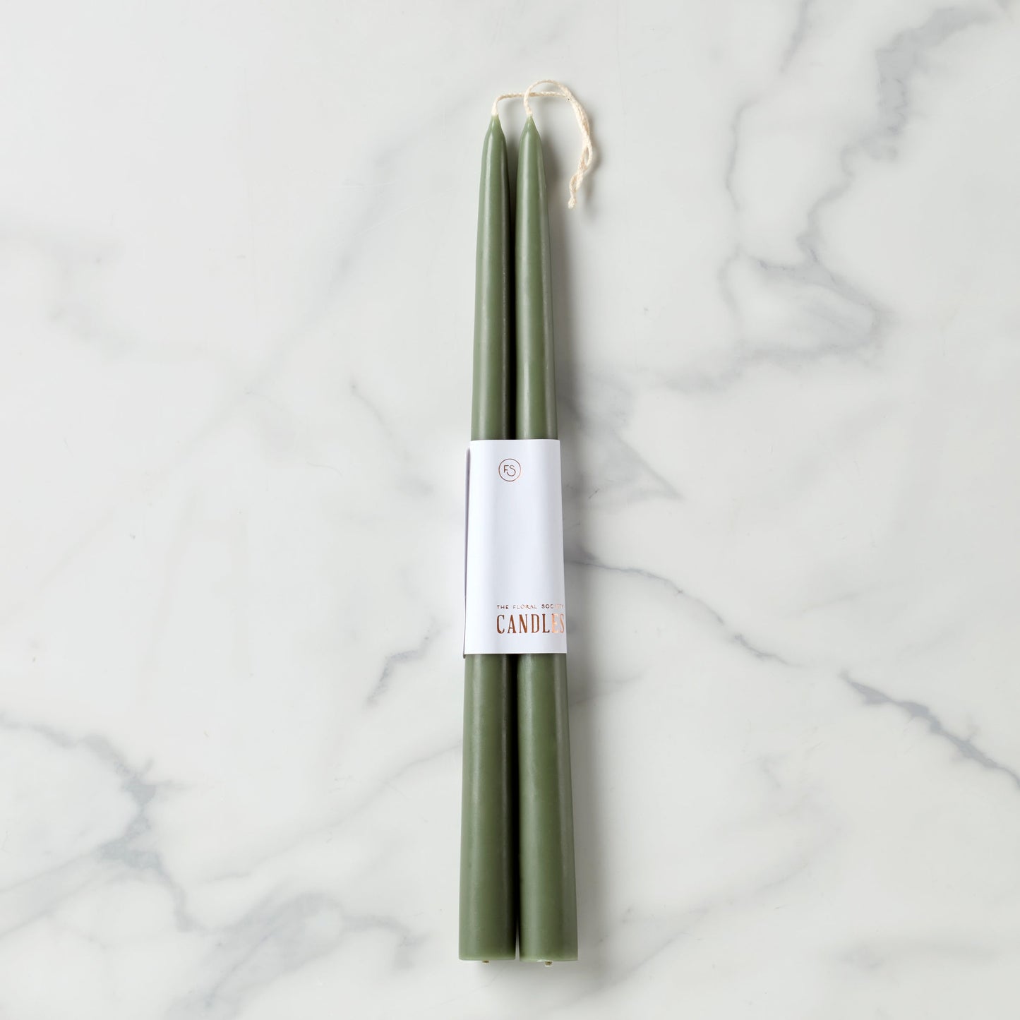 Dipped Moss 12" Taper Candle, Set of 2