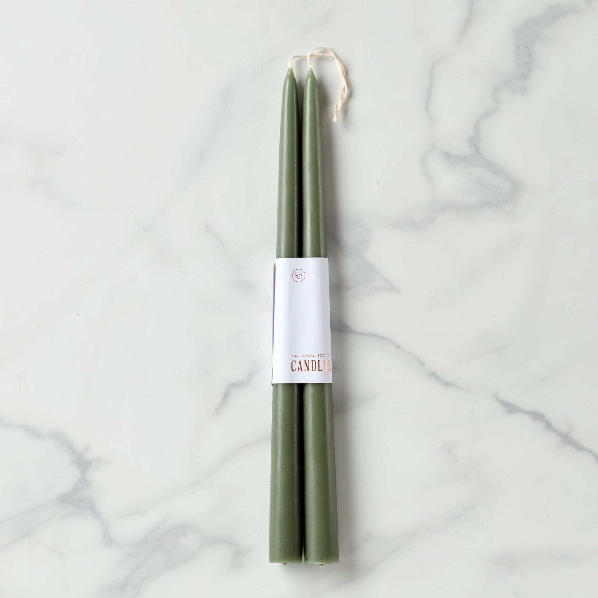 Dipped Moss 12" Taper Candle, Set of 2