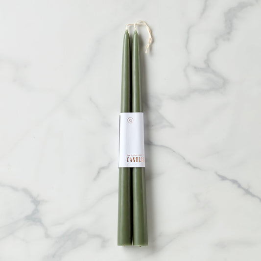 Dipped Moss 12" Taper Candle, Set of 2
