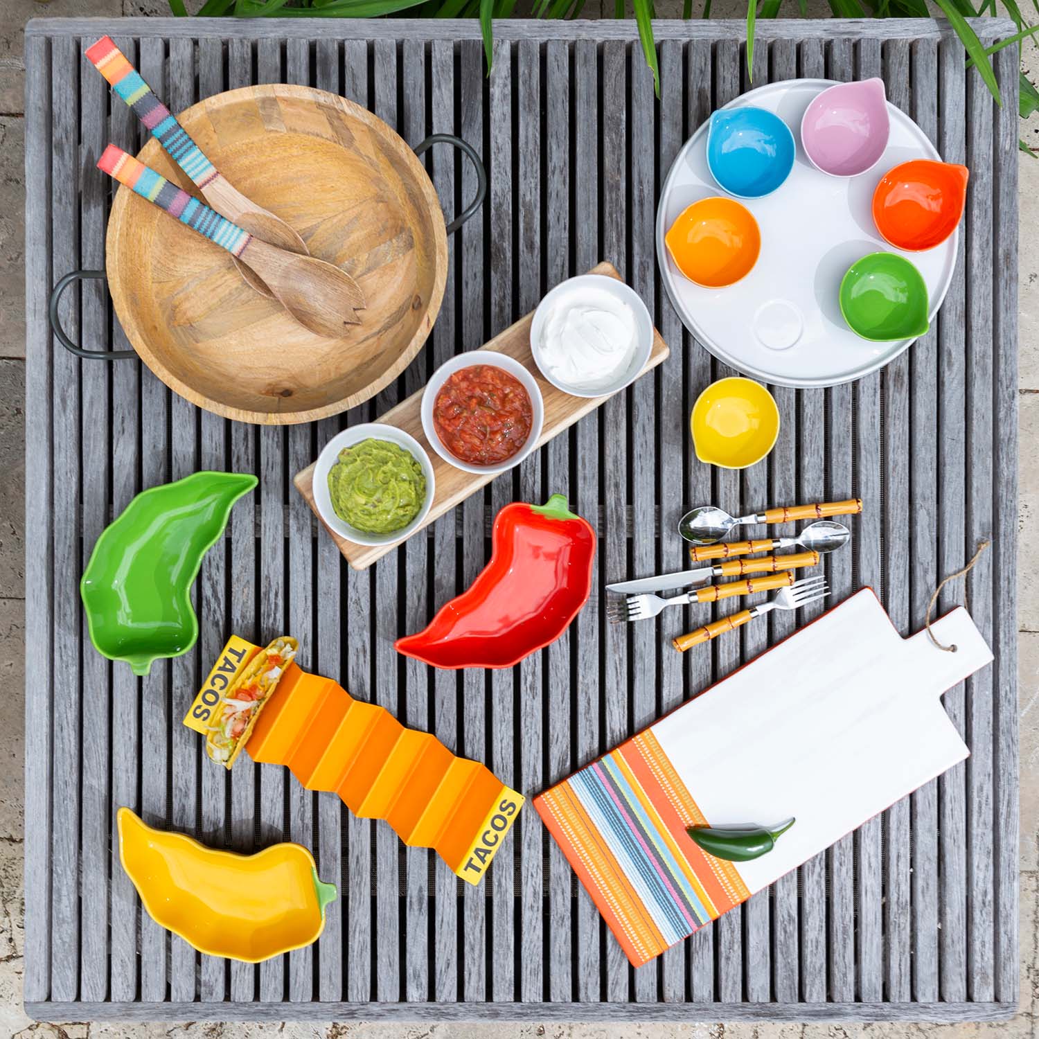 Bamboo Plastic Handle 20-Piece Flatware Set